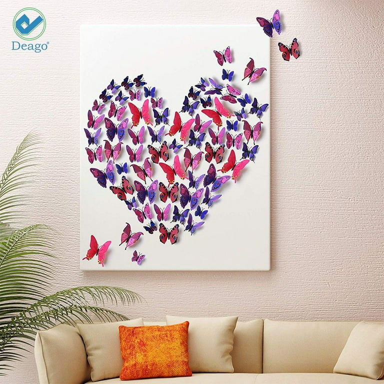 100Pcs 3D Paper White Butterfly Wall Stickers Removable Art Crafts  Butterflies Decals Mural For Home Room Nursery Girls Bedroom Diy Wall