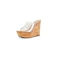 thumbnail image 6 of Steve Madden Barona Clear Slip On Open Squared Toe Wedges Heeled Dress Sandals (Clear, 8), 6 of 9