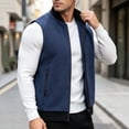 thumbnail image 6 of Riecok Mens Fleece Vests for Outdoors Sleeveless Stand Collar Zip up Jackets Thermal Solid Warm Casual Outerwear with Pockets Dark Blue 2XL, 6 of 6