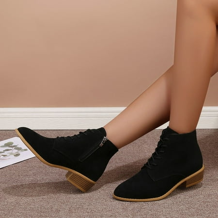 

Gubotare Combat Boots Women Snow Boots Winter Shoes with Warm Slip On Boots for Women Waterproof Booties Comfortable Outdoor Anti Slip Shoes Black 8.5