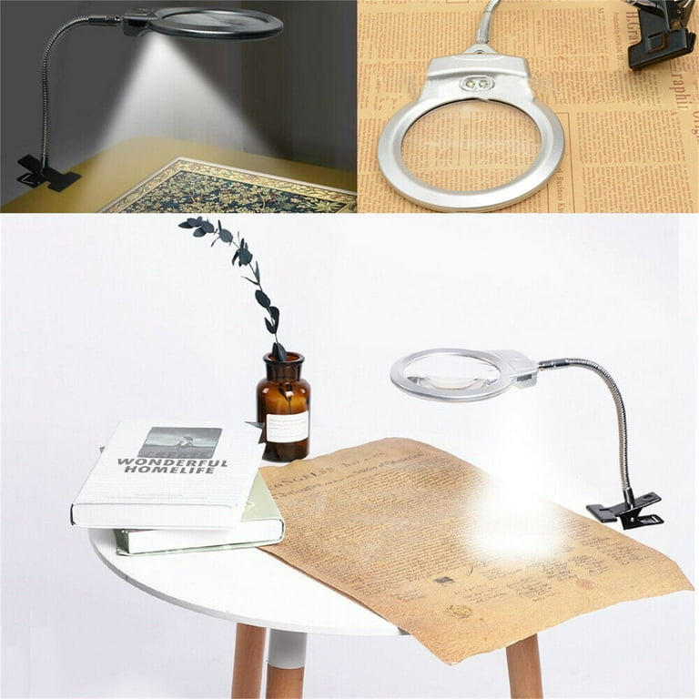 KingShop Magnifying Glass Desk Lamp Bright LED Lighted Magnifier with Clamp  for Reading Diamond Painting Cross Stitch 
