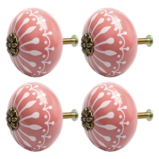 Unique Bargains Ceramic Vintage Knobs Drawer Handle Cupboard Wardrobe Desk Dresser 4pcs Pink
