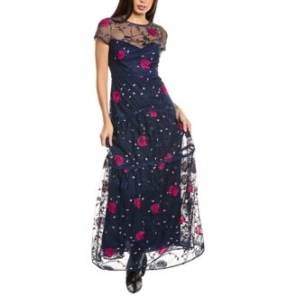 ML Monique Lhuillier womens Corinne Midi Dress, 14, Blue - Walmart.com