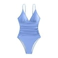 thumbnail image 5 of PEASKJP Womens Printed One Piece Swimsuit Striped Swimsuit Conjoined Bathing Suit, Light Blue XL, 5 of 5