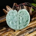 thumbnail image 5 of Emerald Jade Dragon Phoenix Double Couples Necklace Amulet Pendant for Lovers Women Men(Certificate,Set of 2), 5 of 6
