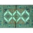 thumbnail image 1 of Ahgly Company Machine Washable Indoor Rectangle Persian Turquoise Blue Traditional Area Rugs, 5' x 8', 1 of 4
