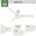 thumbnail image 2 of Hunter 44 inch Indoor Ceiling Fan No Light - White Modern Ceiling Fan without Light, 3 Blades, Standard Mount, For Bedroom, Living Room, or Kitchen, Wall Control - Presto 51848, Matte White, 2 of 15