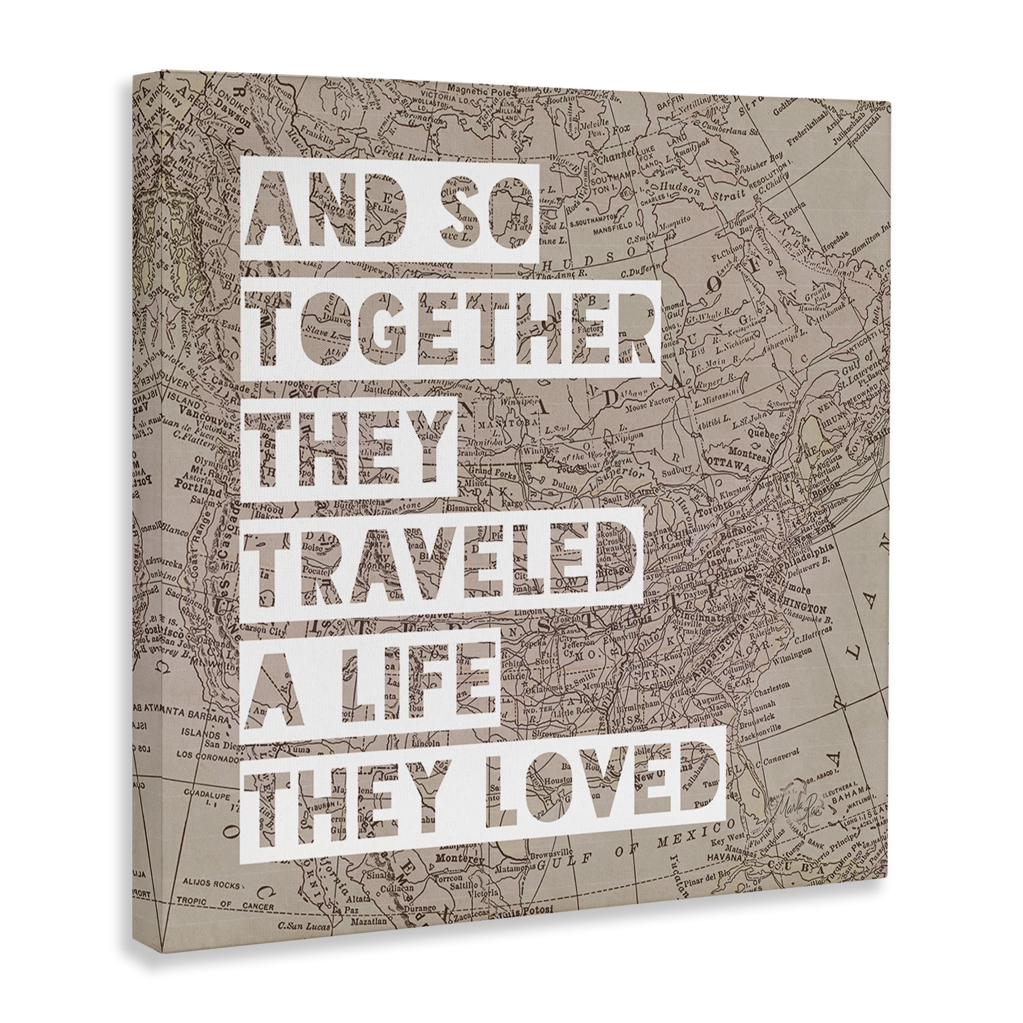 Stupell Industries Together They Traveled Text & Numbers Painting Wrapped Canvas Art Print Wall Art, 36 x 36