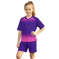 thumbnail image 7 of IFNWSV Girls Athletic Sets 2 Piece Short Sleeve Round Neck Thin and Breathable Top and Shorts with Pocket Set Purple 11-12 Years, 7 of 7