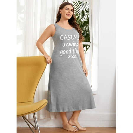 

Casual Women s Plus Letter Graphic Sleepshirt F220102Y Light Grey 2XL(16)
