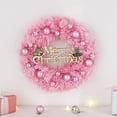 thumbnail image 2 of Hvmvliv 11.81in Christmas Tinsel Wreath with Balls Merry Christmas Artificial Xmas Wreath for Front Door Window Hanging Ornaments Christmas Decoration Props Pink, 2 of 7