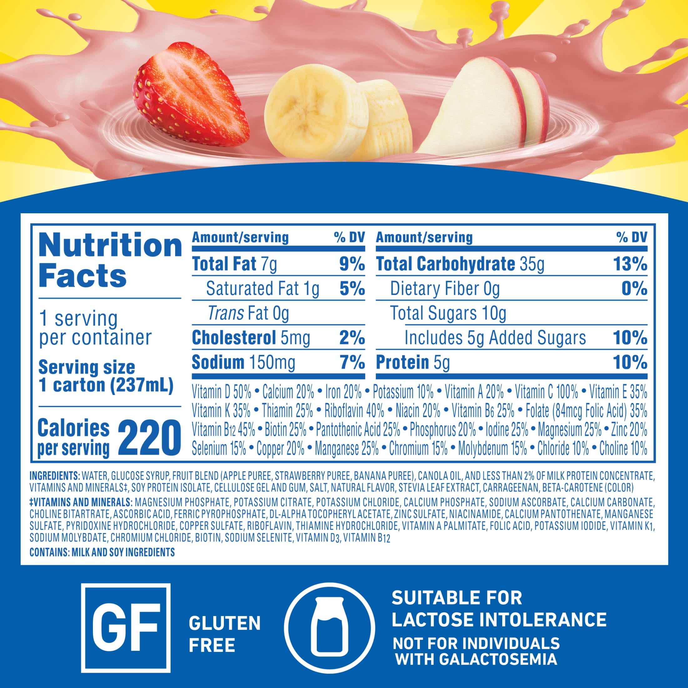 (4 pack) Carnation Breakfast Essentials Fruit and Protein Smoothie, Creamy Strawberry Banana, 8 fl oz, 6 Pack