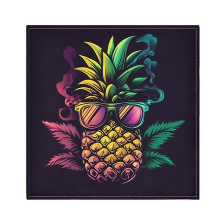 Satin Napkin Square 20 Inches Soft Smooth Decorative Napkins for Party Wedding Banquet and Dinner Pineapple with Sunglasses