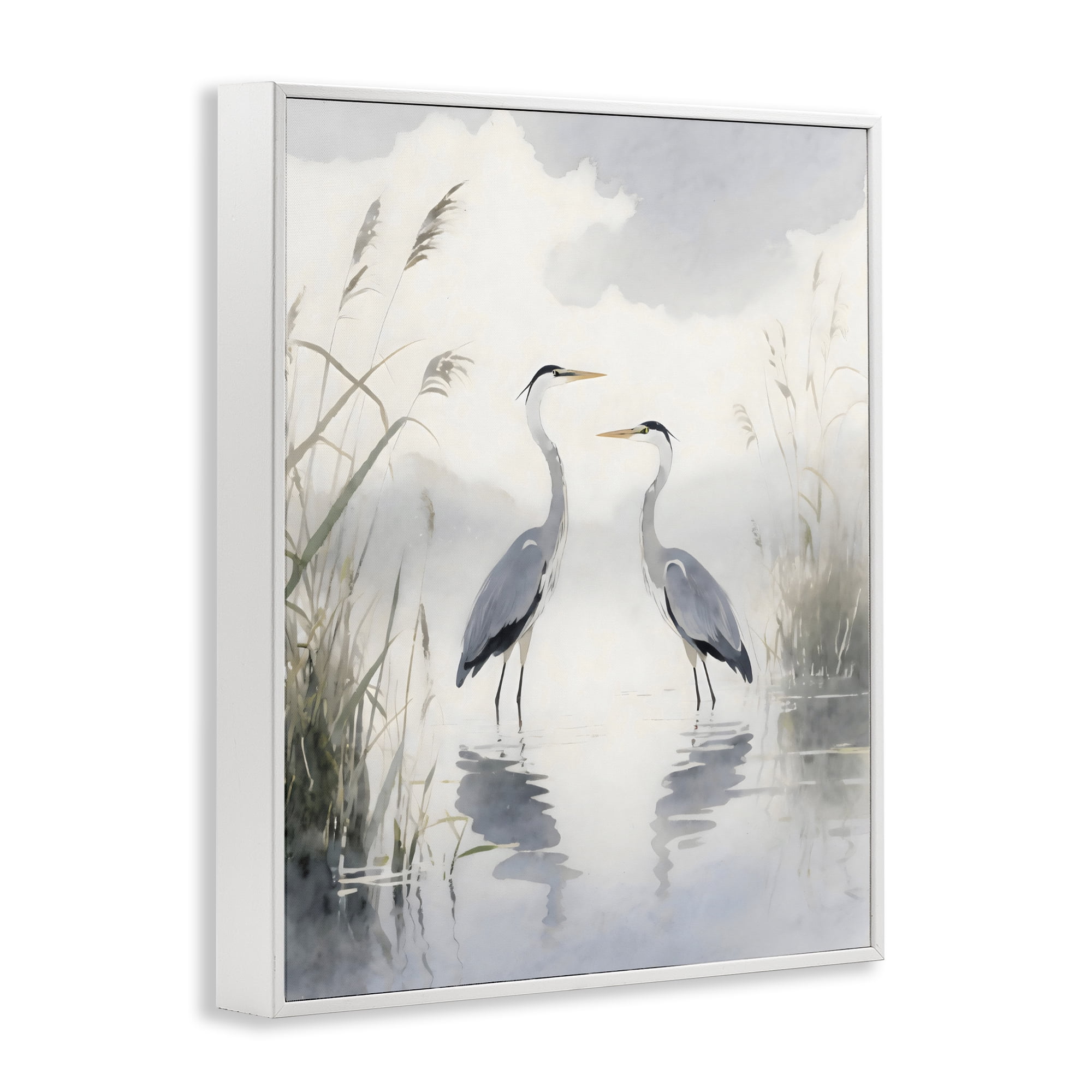 Stupell Industries Serene Wetlands Heron Reflections White Framed Giclee Art, design by Creative Studio