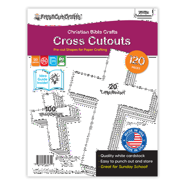 FreshCut Crafts Punch Out Paper Cutouts, White Crosses, 120 Pieces