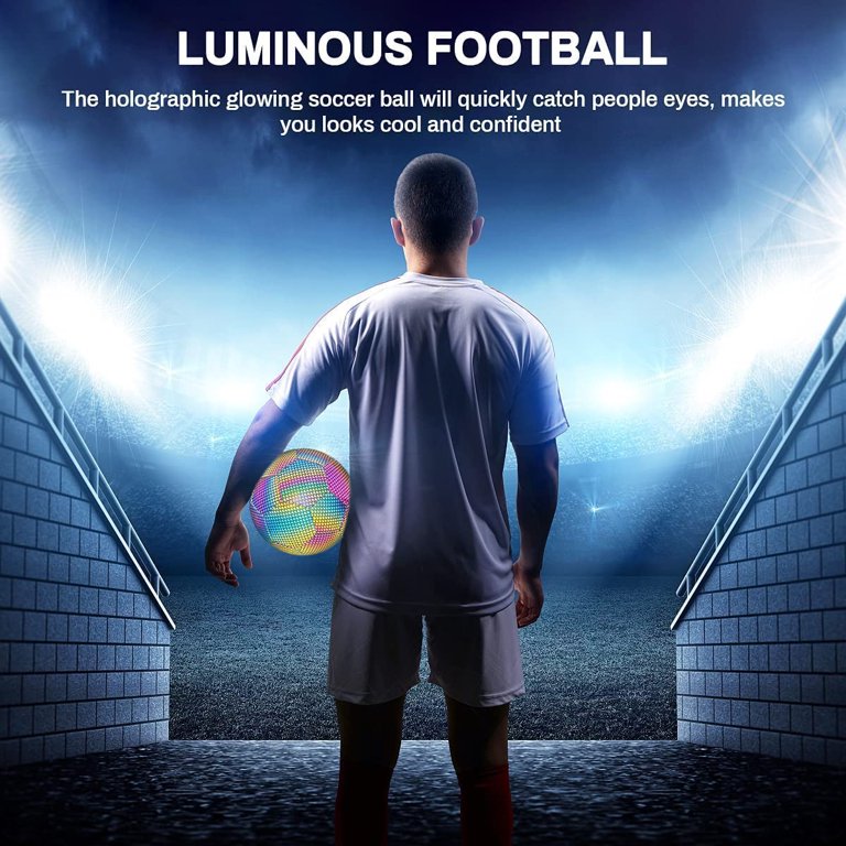 Protoiya Reflective Football Holographic Luminous Soccer Ball for Night  Games and Training Glow in The Dark by Light Reflect Standard Flashing  Soccer