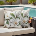 thumbnail image 4 of Country Flowers Outdoor Waterproof Pillow Covers, Botanical White Floral Leaves Butterfly Decorative Square Throw Pillowcase Sofa Cushion Sham for Patio/Couch/Chair, 18"x18" 2 Pack, 4 of 8