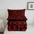 thumbnail image 5 of Erosebridal Hippie Damask Bedding Sets Queen with Comforter, Vintage Baroque Flower Duvet Insert, Black Red, Reversible 3pcs, 5 of 8