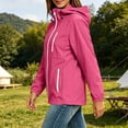 thumbnail image 5 of BONIXOOM Ladies Windbreaker, Color Block Hooded Zip Jacket with Zipper Pockets Drawstring Hem Hot Pink S-2XL, 5 of 9