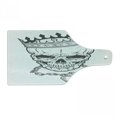 thumbnail image 1 of King Cutting Board, Sketchy Skull Crown Hip Hop Street Style Necklace Chain Gem Image Print, Decorative Tempered Glass Cutting and Serving Board, Wine Bottle Shape, Charcoal Grey White, by Ambesonne, 1 of 1