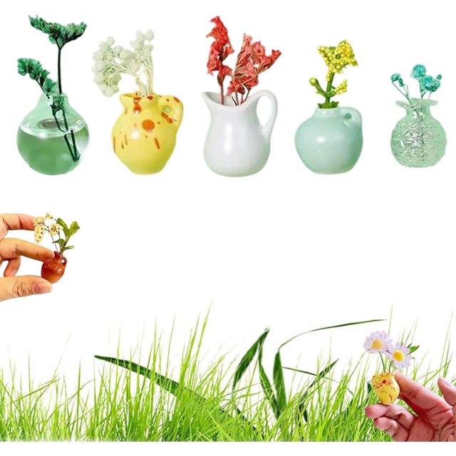 Mini Vase Magnets for Fridge, Mini Ceramic Vase Magnets,Magnetic vase, Suitable for Refrigerator, Kitchen, Home, Office Decoration (B)