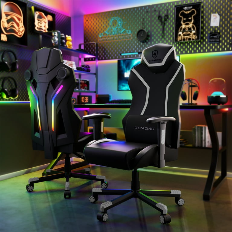 GTRACING LUFT 600 Gaming Chair with Bluetooth Speakers and LED Lighting White