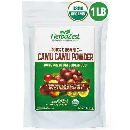 Camu Camu Powder Organic - 16 Ounce (1 Full LB) - Nutrient-Rich and Best Source of Vitamin C - Vegan & USDA Certified - Gluten Free - Perfect for Smoothies, Juices, Teas & Hot
