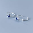 thumbnail image 5 of K-KED 925 Sterling Silver 12mm Blue Star Design Hoop Sleeper Earrings (Pair), 5 of 6
