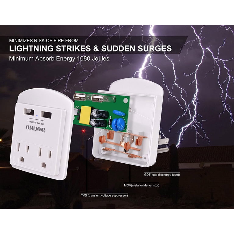 ONDOG Wall Outlet Extender 2-Pack with 2 USB Ports photo 5