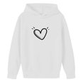thumbnail image 5 of SGFCWSX Girls Hoodies Heart Print Sweatshirt for Kids Hooded Fashion Long Sleeve Warm Pullover Tops White Size 9-10 Years, 5 of 5