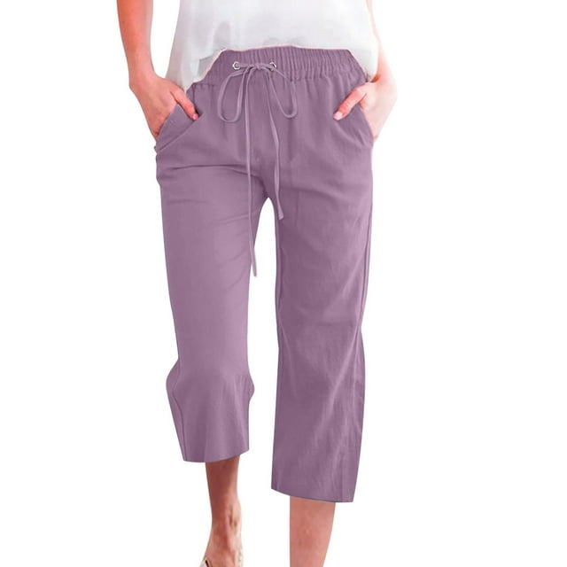 Innerwin Pantalon Capri Grand Uni pour Femmes, Violet Clair, Taille 2TG