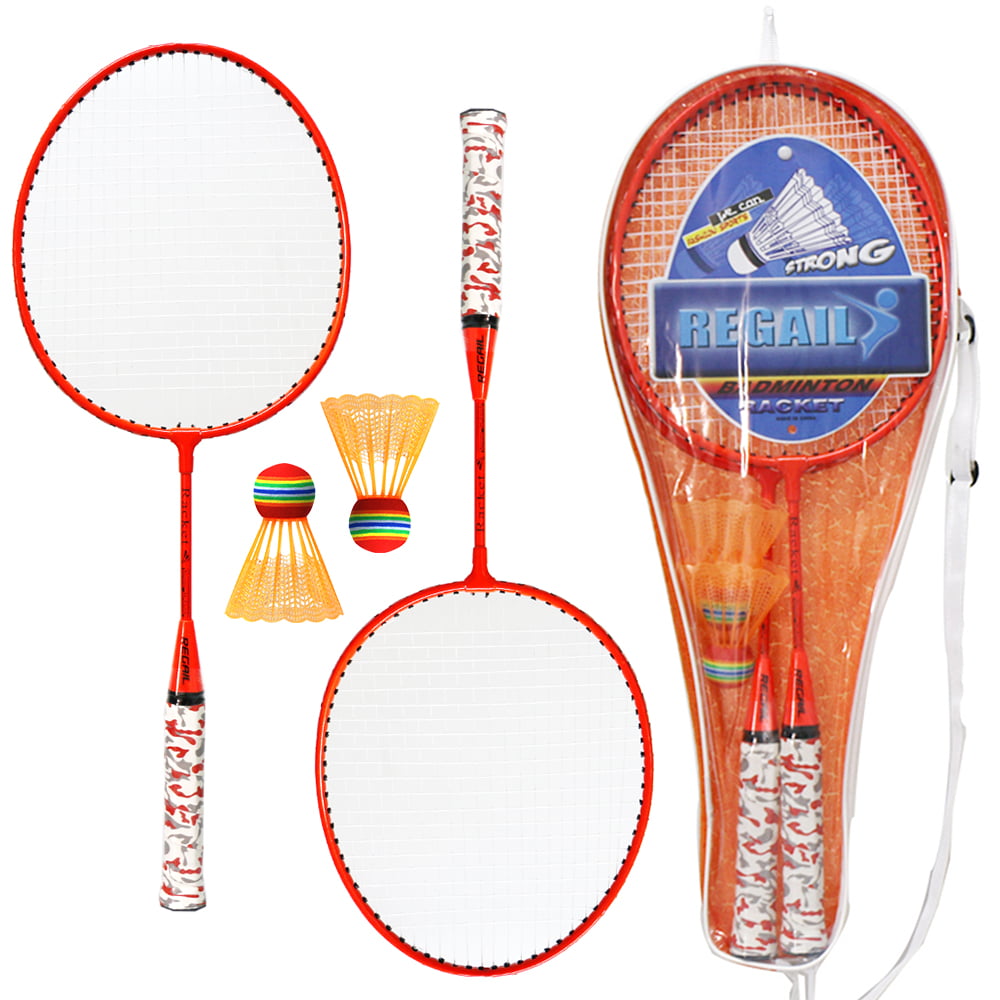 2 Pack 2 Players Badminton Rackets Durable Super Lightweight 3 Nylon Shuttlecocks and 1 Carrying Bag Badminton Racquet Set 