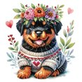 thumbnail image 1 of Kit Con Forma Especial Parcial 5D DIY Rottweiler 30x30cm, 1 of 9