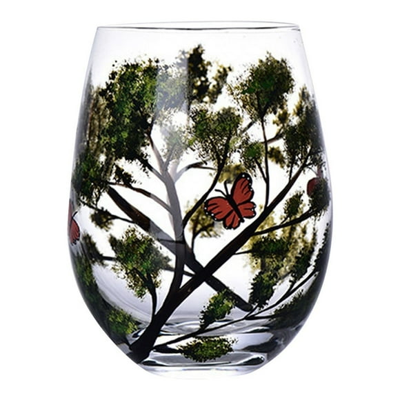 Binwennn Tree Glasses Hand Painted Art Glasses Hand Painted Art Glasses Painted Glasses Cups Tumblers Soccer Cups Reusable Ceramic Mugs for Crafts Ceramic Mugs Tall Holder Vintage Diner Coffee Mugs