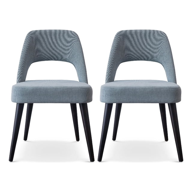 Chaise de Salle à Manger en Tissu Style Mid-Century Moderne en Gris (Ensemble de 2)