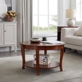 thumbnail image 5 of CQSXDA Traditional Round Coffee Table with Open Storage Shelf,2-Tier Storage Wood Center Circle Accent Table for Living Room, Bedroom, Apartment, Studio and Small Spaces, 30 x 30 x 18 inches, 5 of 12