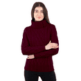 thumbnail image 1 of SAOL 100% Merino Wool Women's Zipper Neck Swearter Aran Irish Fisherman Turtleneck Sweater, 1 of 1