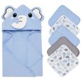 thumbnail image 6 of BULLPIANO Unisex Baby Hooded Towel with 5 Washcloths Soft Absorbent Bath Towel Set for Infant Boys Girls, Blue Bear, 6 of 8