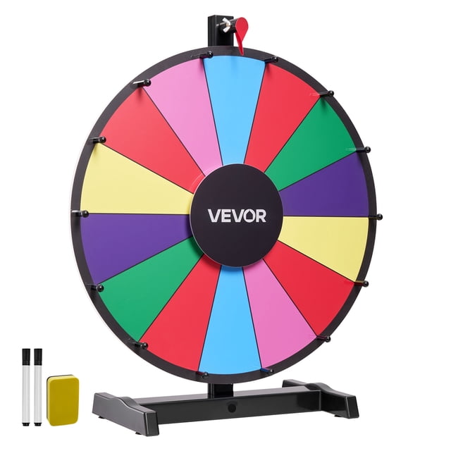 VEVOR Roue Tournante de 18 Po pour Prix, Roue Tournante à 14 Emplacements avec Support, Roulette de Table pour Gagner de la Fortune avec Effacement à Sec et 2 Marqueurs, 6 Couleurs, Assemblage Facile, pour Fêtes, Pub, Salon Professionnel, Carnaval, Événements