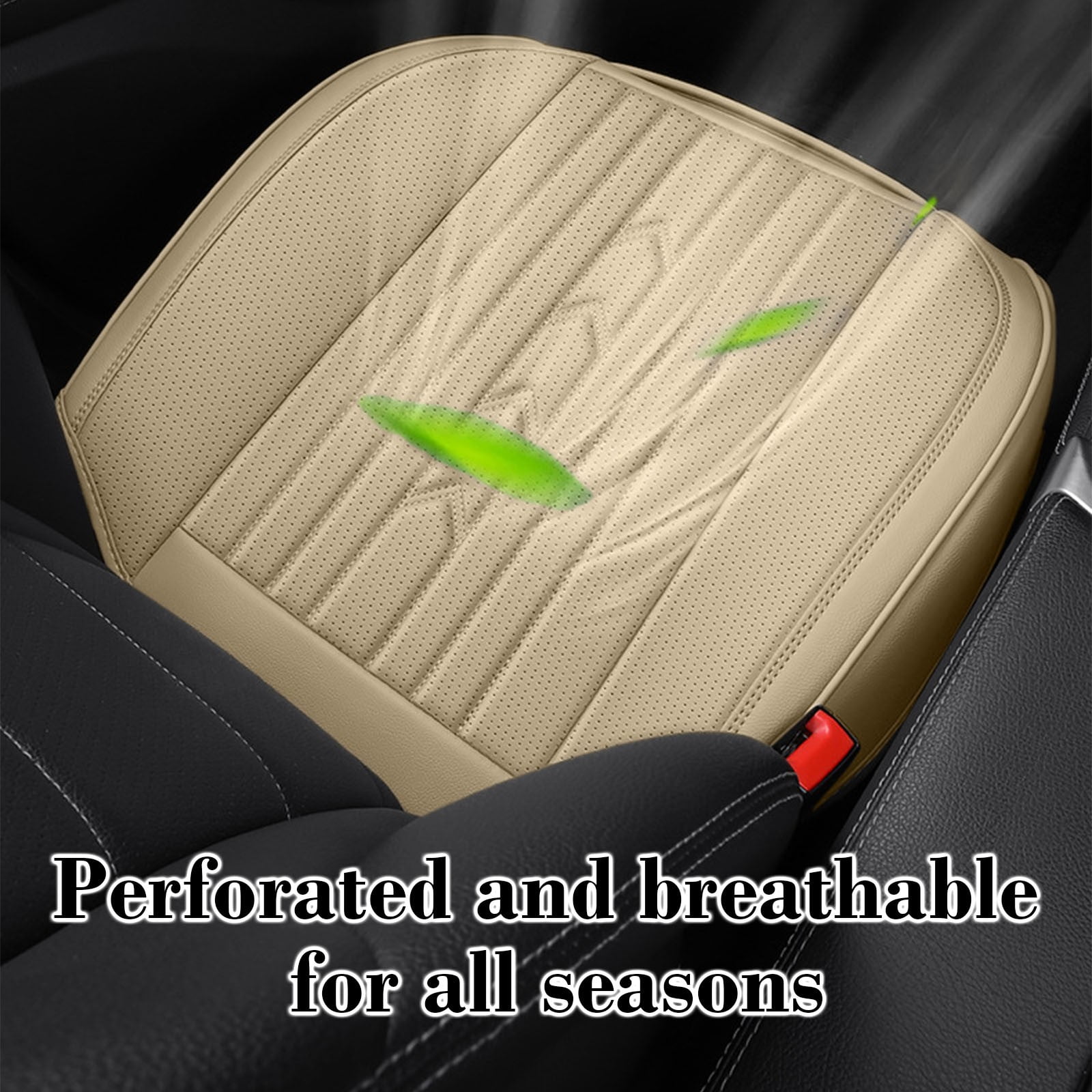 Breathable Leather Car Seat Cover Fully Enclosed Cushion, All Season for Car 20.5x20.5 Inch Easy Fit