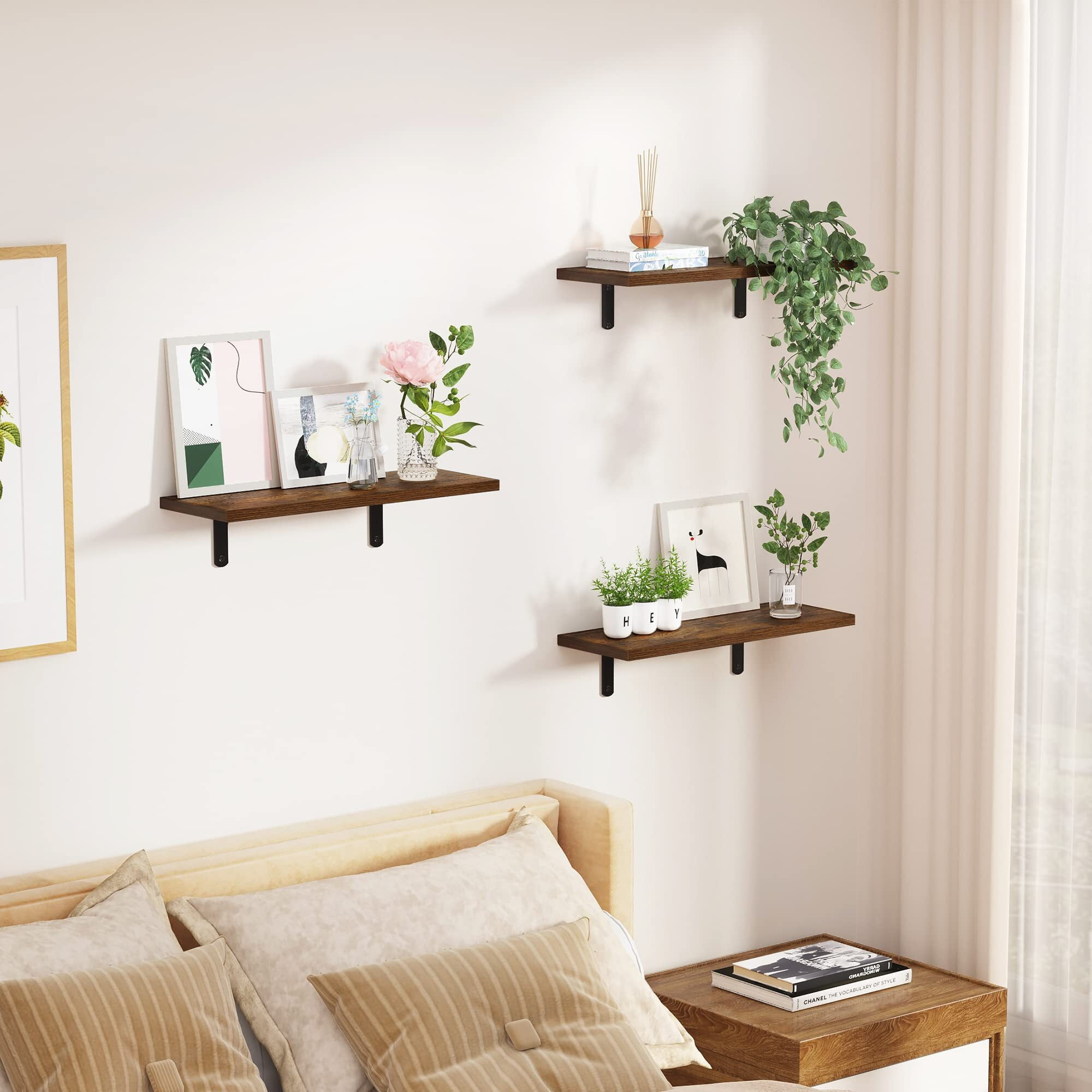 Upsimples Home Floating Shelves Wall Mounted Set of 5, Wall Mounted Wo –  Upsimples Direct