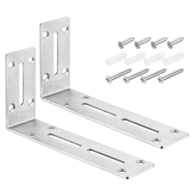 Unique Bargains Attaches d'Angle en L, 2 Pcs 180x45x90 mm en Acier Inoxydable, Code d'Angle Réglable à 90 Degrés pour la Réparation de Meubles (Argent)
