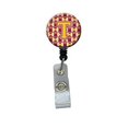thumbnail image 1 of Carolines Treasures CJ1081-TBR Letter T Football Maroon & Gold Retractable Badge Reel, 1 of 2