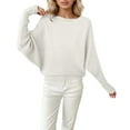 thumbnail image 2 of JIAYUE Women Sweaters Batwing Sleeve One Shoulder Solid Color Knit Pullover Oversized For Women Comfortable Seasonal Attire, 2 of 4