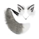 thumbnail image 4 of Conjunto de diadema con orejas y cola de animal para Halloween, fiestas de disfraces y carnaval. Gris blanco, 4 of 9