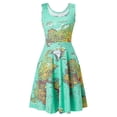 thumbnail image 4 of HKEJIAOI Robe Florale pour Femmes Offres Liquidation Robes Décontractées Femmes Robes Décontractées Sans Manches Col Rond Été Imprimé Carte Robe pour Plage Vert, 4 of 5