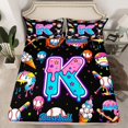 thumbnail image 2 of jejeloiu Letter K Monogrammed Twin Sheet Sets,Baseball Ice Cream Bedding For Girls Kids 3 Pieces, 2 of 7