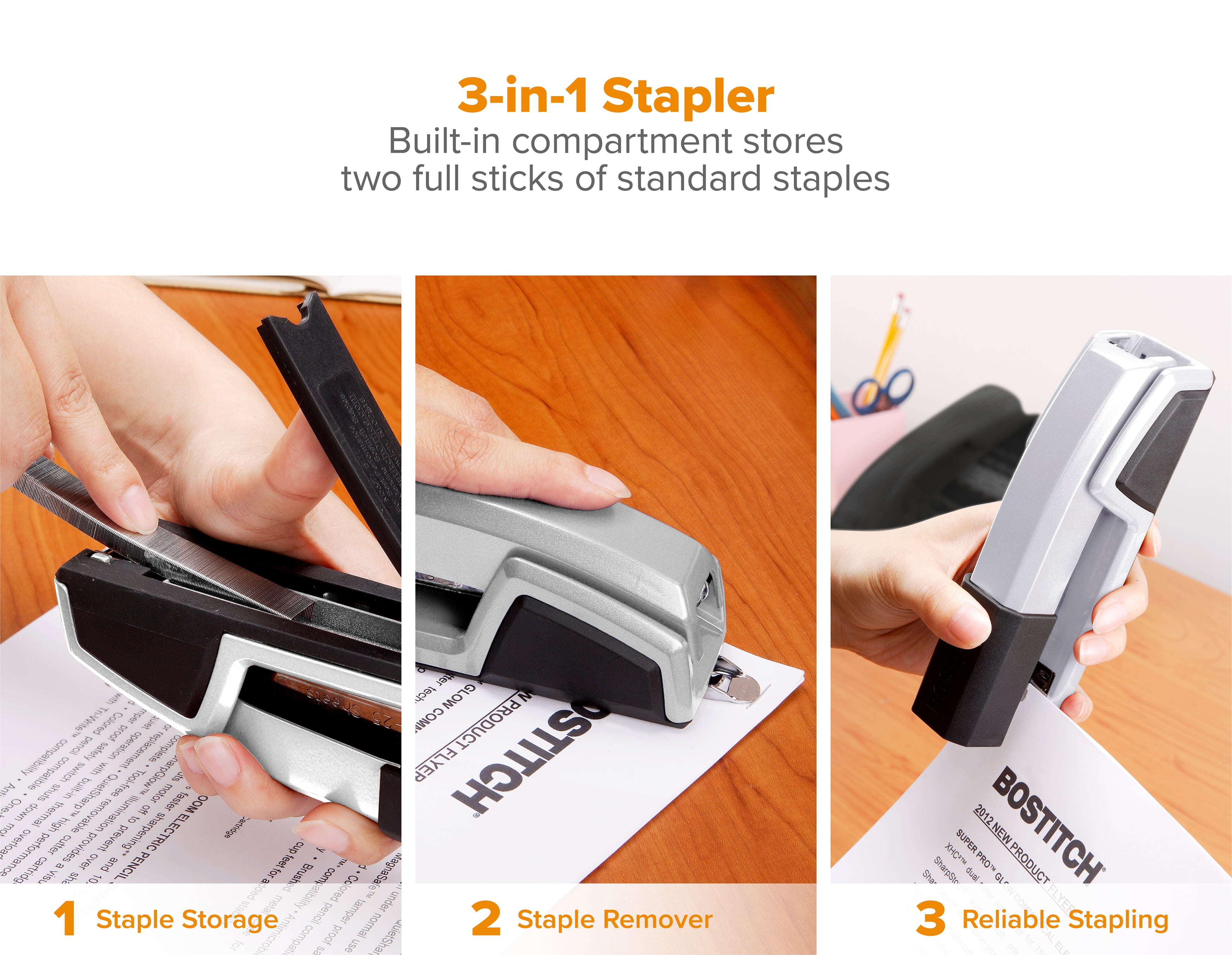 (3 pack) Bostitch Office Epic™ Desktop Stapler, Silver