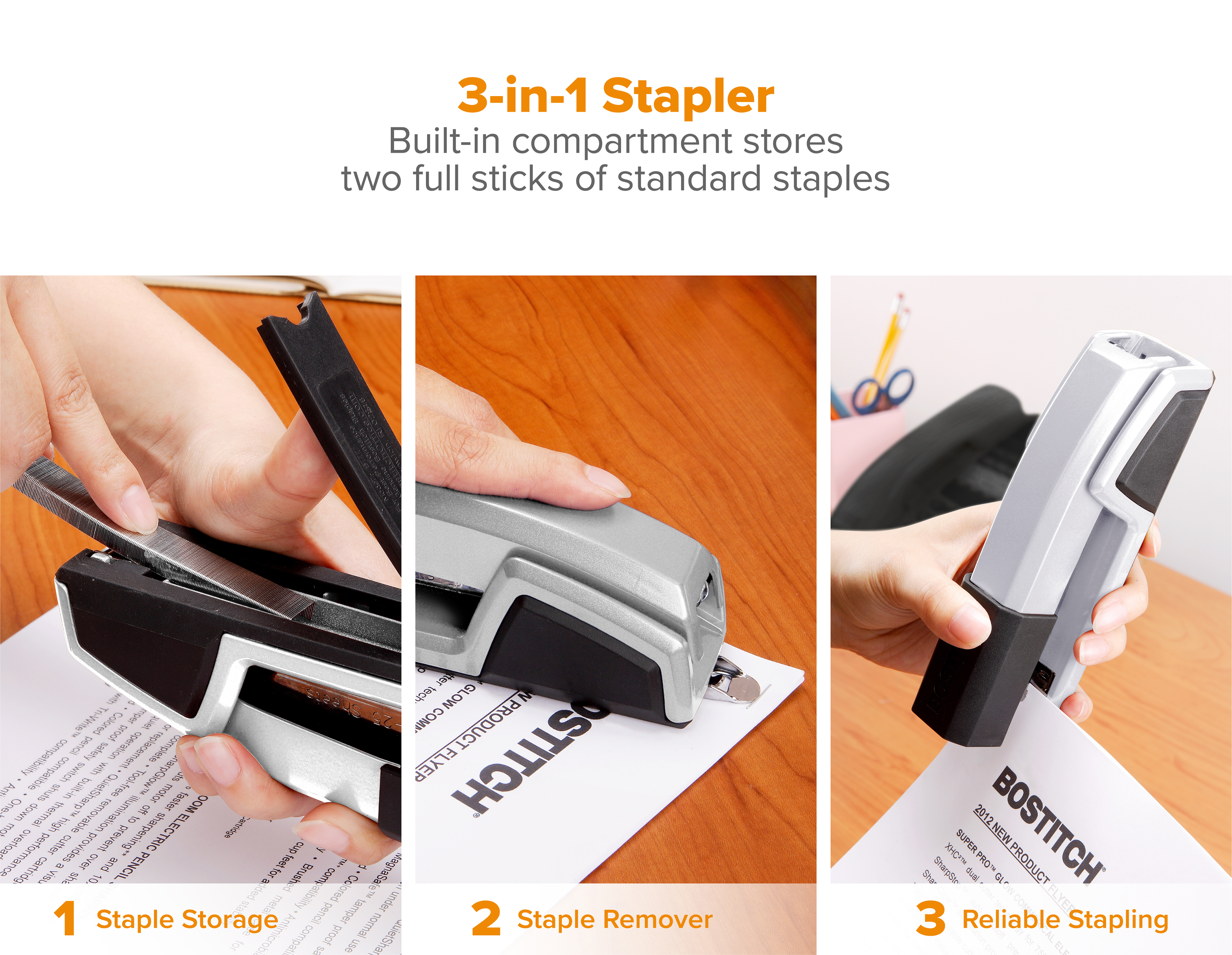 Bostitch Office Epic Desktop Stapler, Silver photo 2