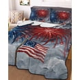 thumbnail image 5 of Independence Day 3 Piece Quilt Bedding Set with 2 Pillow Shams, Oil Painting Blue White Red Firework USA Flag Lightweight Bedspread Coverlet, Soft Breathable All Season Quilt, 79 x 90 Inch, 5 of 6